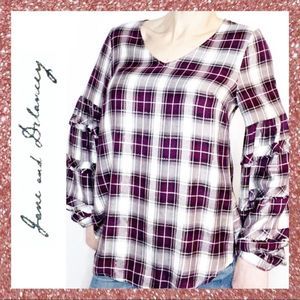 LIKE NEW Jane and Delancey Puff Sleeve Top Small S